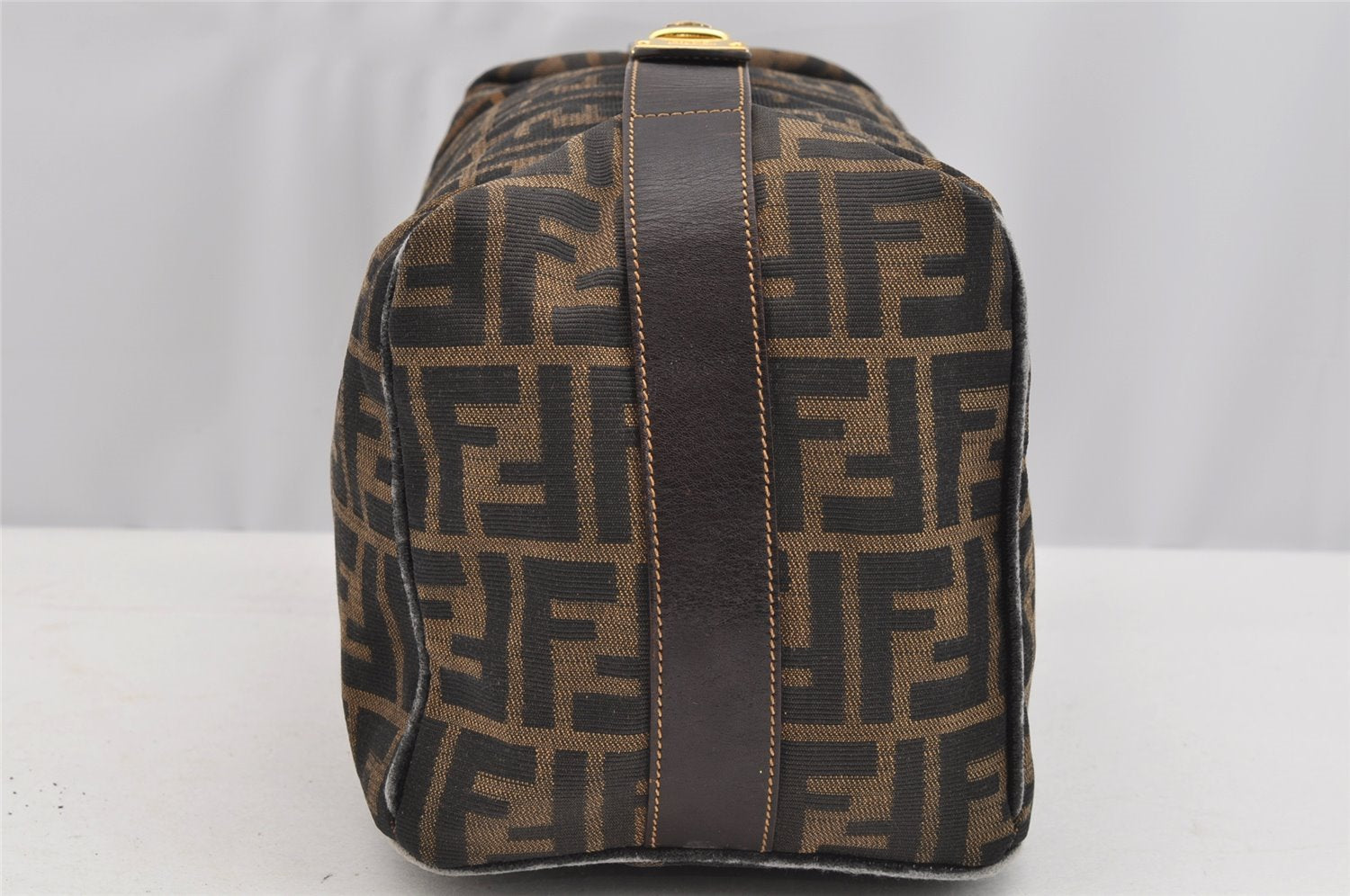 Authentic FENDI Zucca Vintage Hand Bag Purse Canvas Leather Brown Junk 2234I