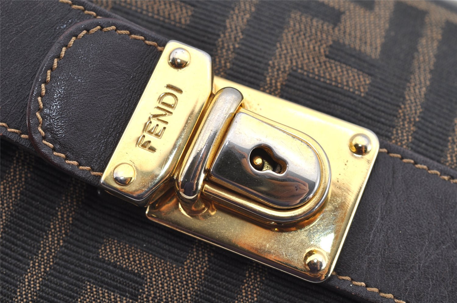 Authentic FENDI Zucca Vintage Hand Bag Purse Canvas Leather Brown Junk 2234I