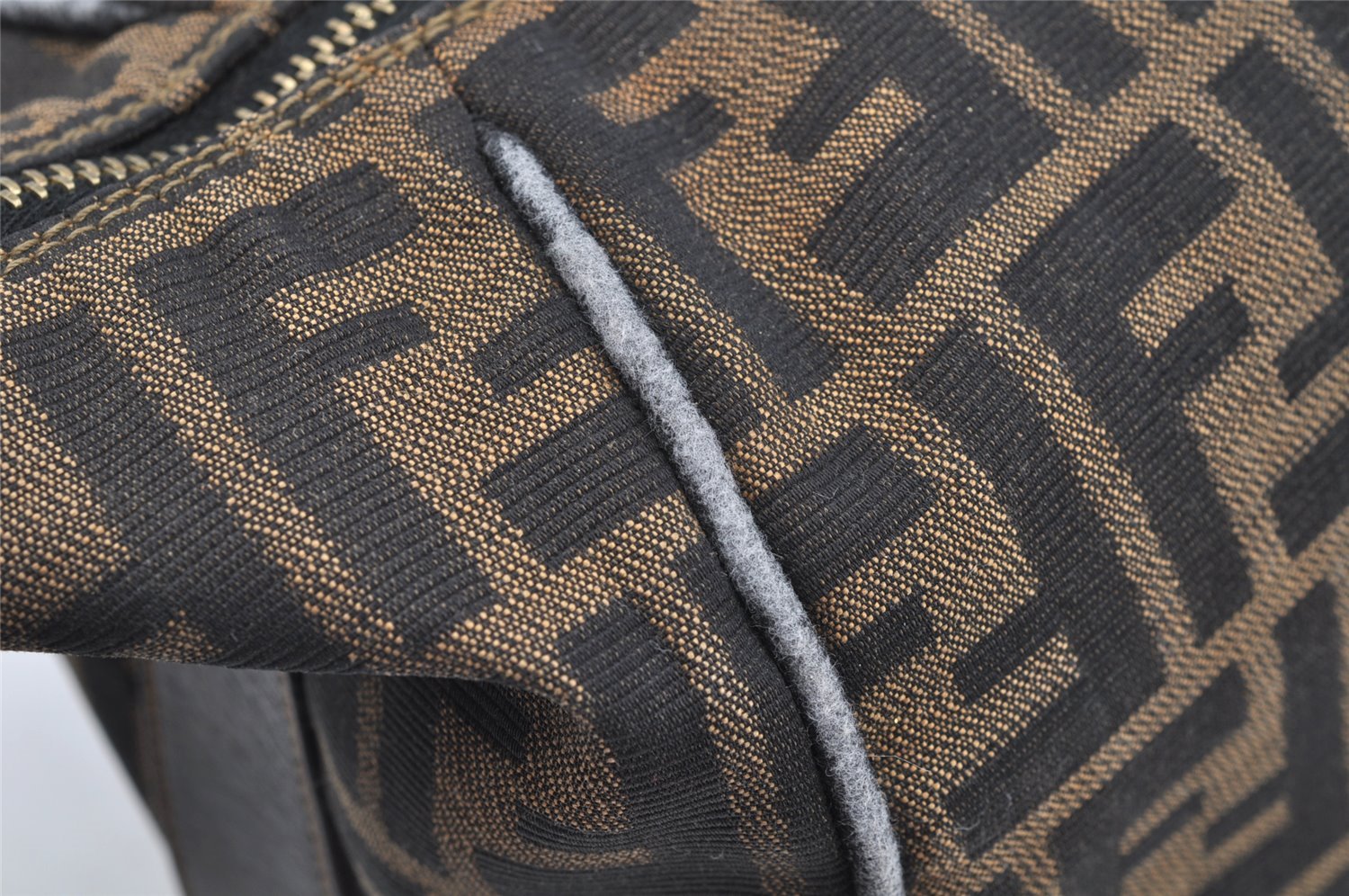 Authentic FENDI Zucca Vintage Hand Bag Purse Canvas Leather Brown Junk 2234I