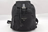 Authentic PRADA Vintage Nylon Tessuto Leather Drawstring Backpack Black 2235I