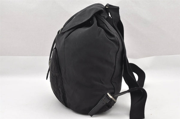 Authentic PRADA Vintage Nylon Tessuto Leather Drawstring Backpack Black 2235I