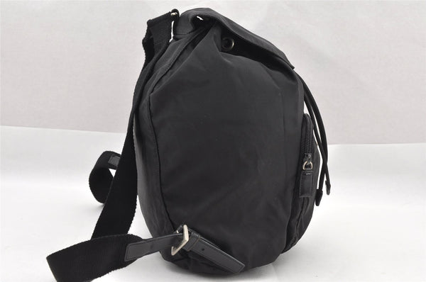 Authentic PRADA Vintage Nylon Tessuto Leather Drawstring Backpack Black 2235I