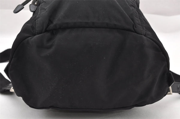 Authentic PRADA Vintage Nylon Tessuto Leather Drawstring Backpack Black 2235I