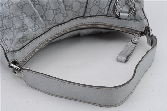 Auth GUCCI Guccissima Sukey Shoulder Tote Bag GG Leather 232955 Silver 2236D