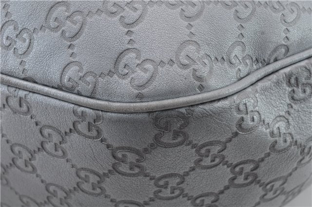 Auth GUCCI Guccissima Sukey Shoulder Tote Bag GG Leather 232955 Silver 2236D