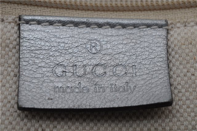 Auth GUCCI Guccissima Sukey Shoulder Tote Bag GG Leather 232955 Silver 2236D