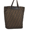 Authentic FENDI Zucca Vintage Folding Tote Hand Bag Nylon Leather Brown 2236I