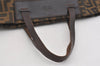Authentic FENDI Zucca Vintage Folding Tote Hand Bag Nylon Leather Brown 2236I
