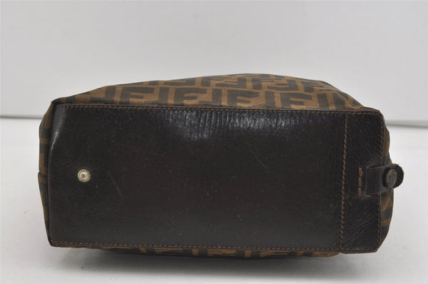 Authentic FENDI Zucca Vintage Folding Tote Hand Bag Nylon Leather Brown 2236I