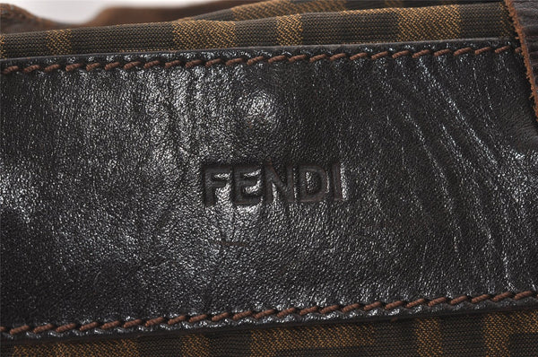 Authentic FENDI Zucca Vintage Folding Tote Hand Bag Nylon Leather Brown 2236I
