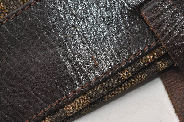Authentic FENDI Zucca Vintage Folding Tote Hand Bag Nylon Leather Brown 2236I