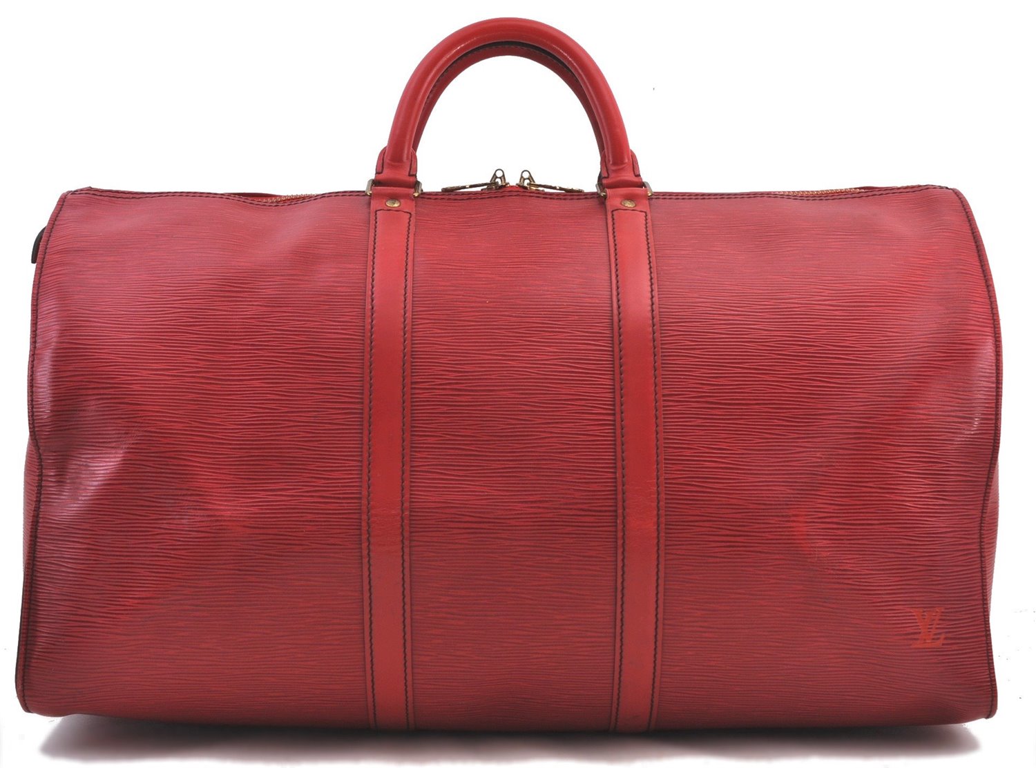 Authentic Louis Vuitton Epi Keepall 50 Boston Bag Red M42967 LV 2237D