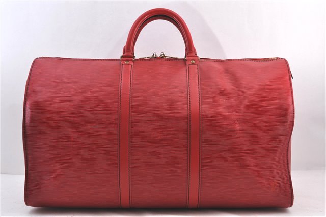 Authentic Louis Vuitton Epi Keepall 50 Boston Bag Red M42967 LV 2237D