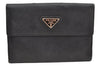 Authentic PRADA Vintage Saffiano Leather Bifold Wallet Purse Black Junk 2237I