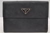 Authentic PRADA Vintage Saffiano Leather Bifold Wallet Purse Black Junk 2237I