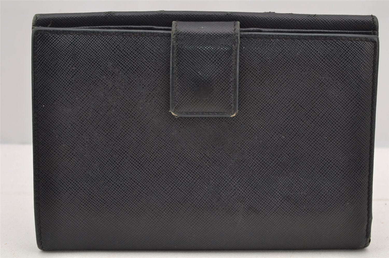 Authentic PRADA Vintage Saffiano Leather Bifold Wallet Purse Black Junk 2237I