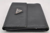 Authentic PRADA Vintage Saffiano Leather Bifold Wallet Purse Black Junk 2237I