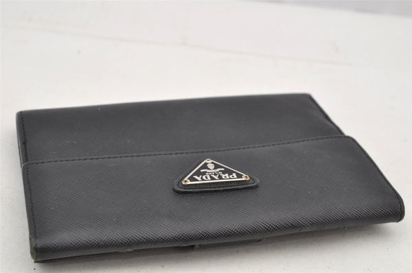 Authentic PRADA Vintage Saffiano Leather Bifold Wallet Purse Black Junk 2237I