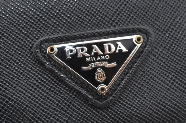 Authentic PRADA Vintage Saffiano Leather Bifold Wallet Purse Black Junk 2237I