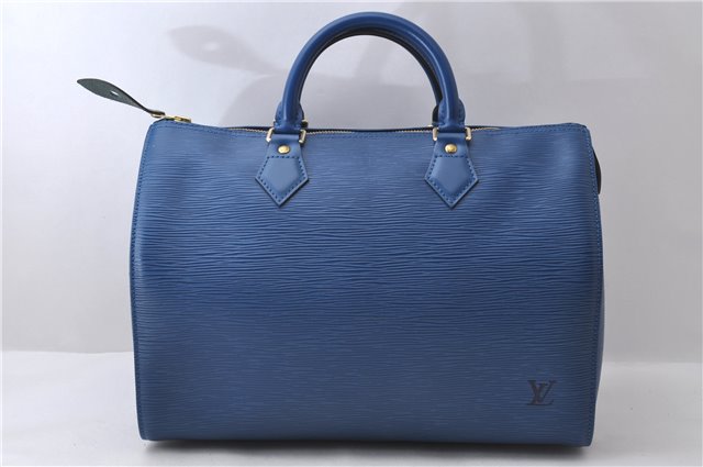 Authentic Louis Vuitton Epi Speedy 30 Hand Bag Blue M43005 LV 2238D