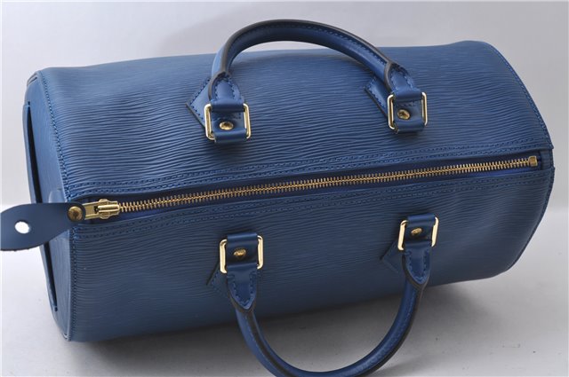 Authentic Louis Vuitton Epi Speedy 30 Hand Bag Blue M43005 LV 2238D