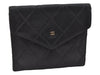 Authentic CHANEL Calf Skin Bicolore CC Logo Vintage Coin Case Purse Black 2238I