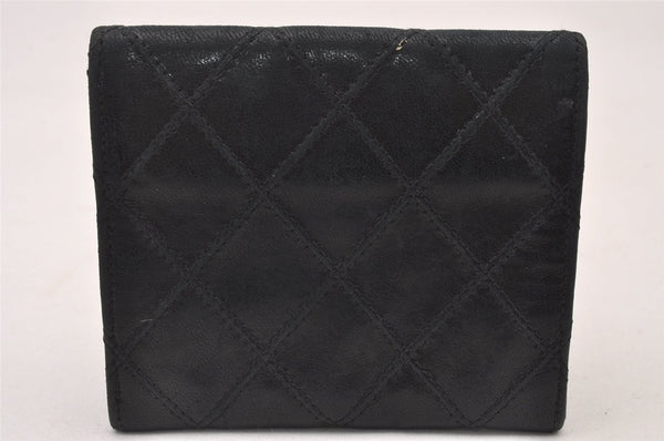 Authentic CHANEL Calf Skin Bicolore CC Logo Vintage Coin Case Purse Black 2238I