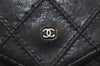 Authentic CHANEL Calf Skin Bicolore CC Logo Vintage Coin Case Purse Black 2238I