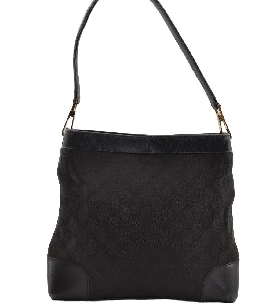 Authentic GUCCI Shoulder Hand Bag Purse GG Canvas Leather 0014231 Black 2239I