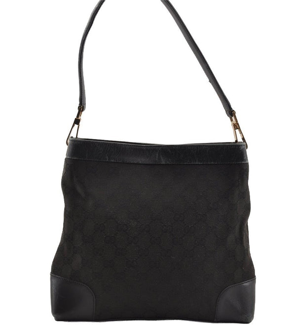 Authentic GUCCI Shoulder Hand Bag Purse GG Canvas Leather 0014231 Black 2239I
