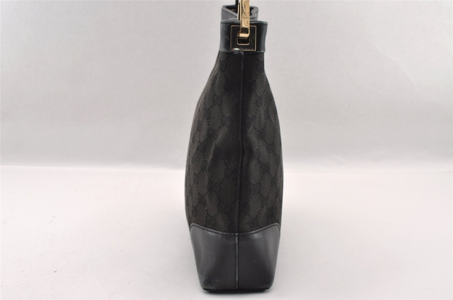 Authentic GUCCI Shoulder Hand Bag Purse GG Canvas Leather 0014231 Black 2239I