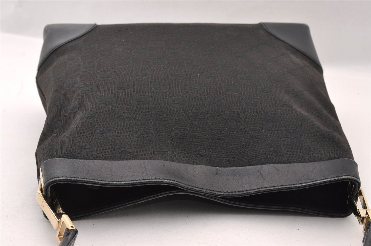 Authentic GUCCI Shoulder Hand Bag Purse GG Canvas Leather 0014231 Black 2239I