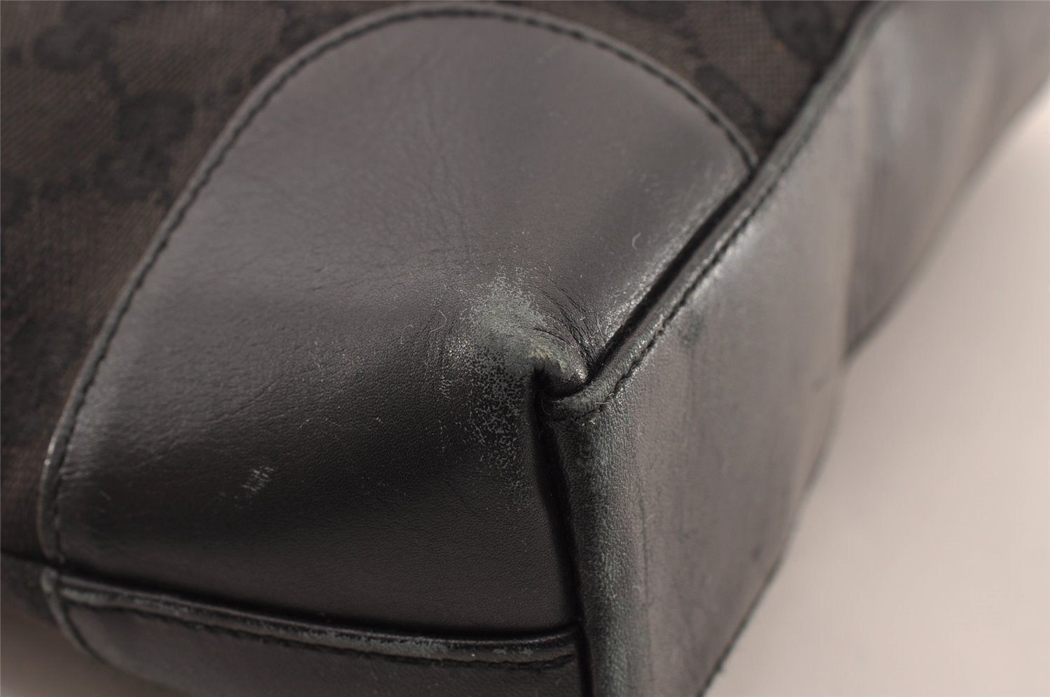 Authentic GUCCI Shoulder Hand Bag Purse GG Canvas Leather 0014231 Black 2239I