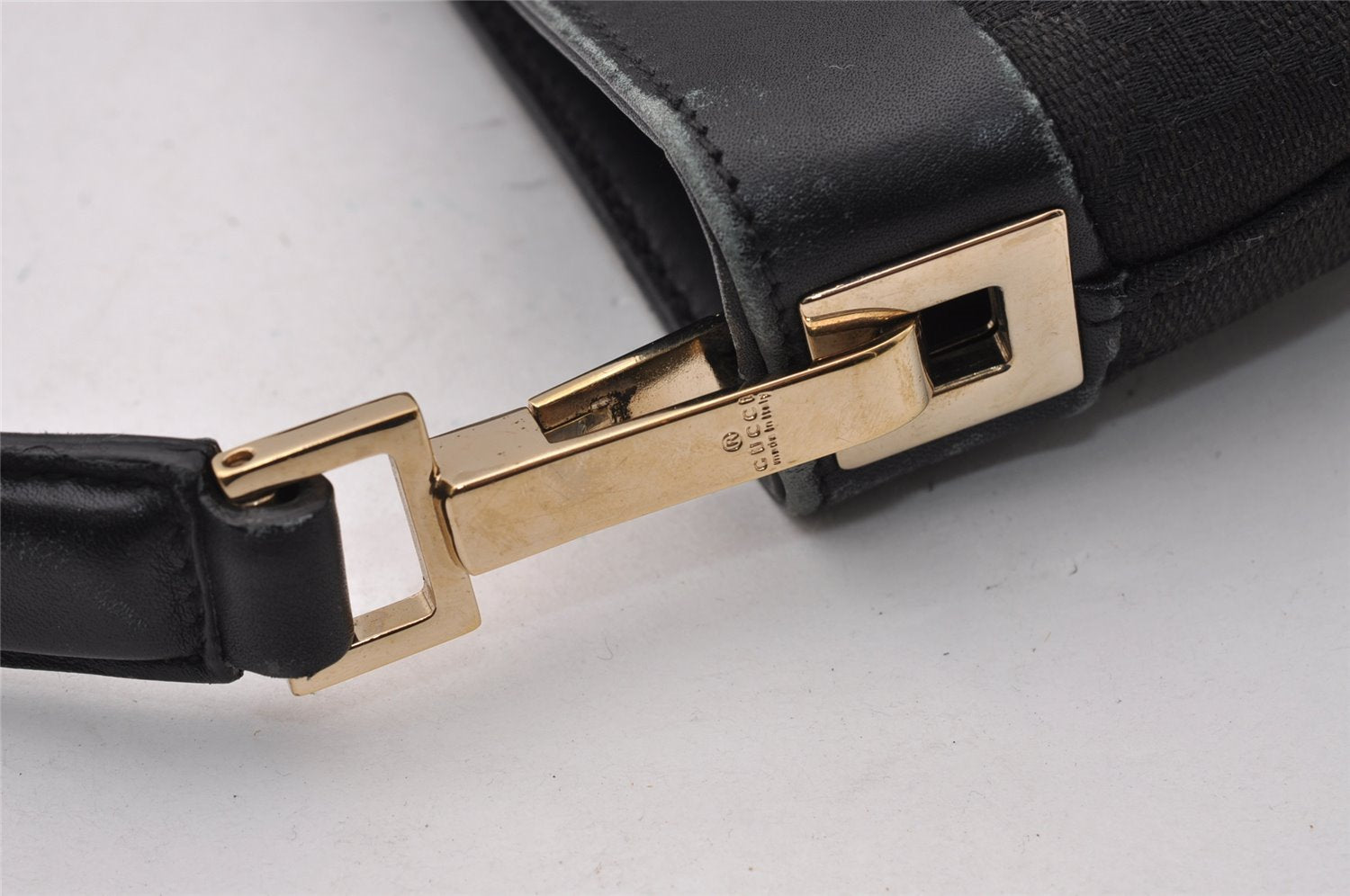 Authentic GUCCI Shoulder Hand Bag Purse GG Canvas Leather 0014231 Black 2239I