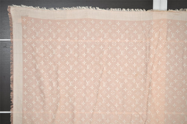 Authentic Louis Vuitton Monogram Stole Scarf Shawl Silk Wool M76874 Pink 2240I