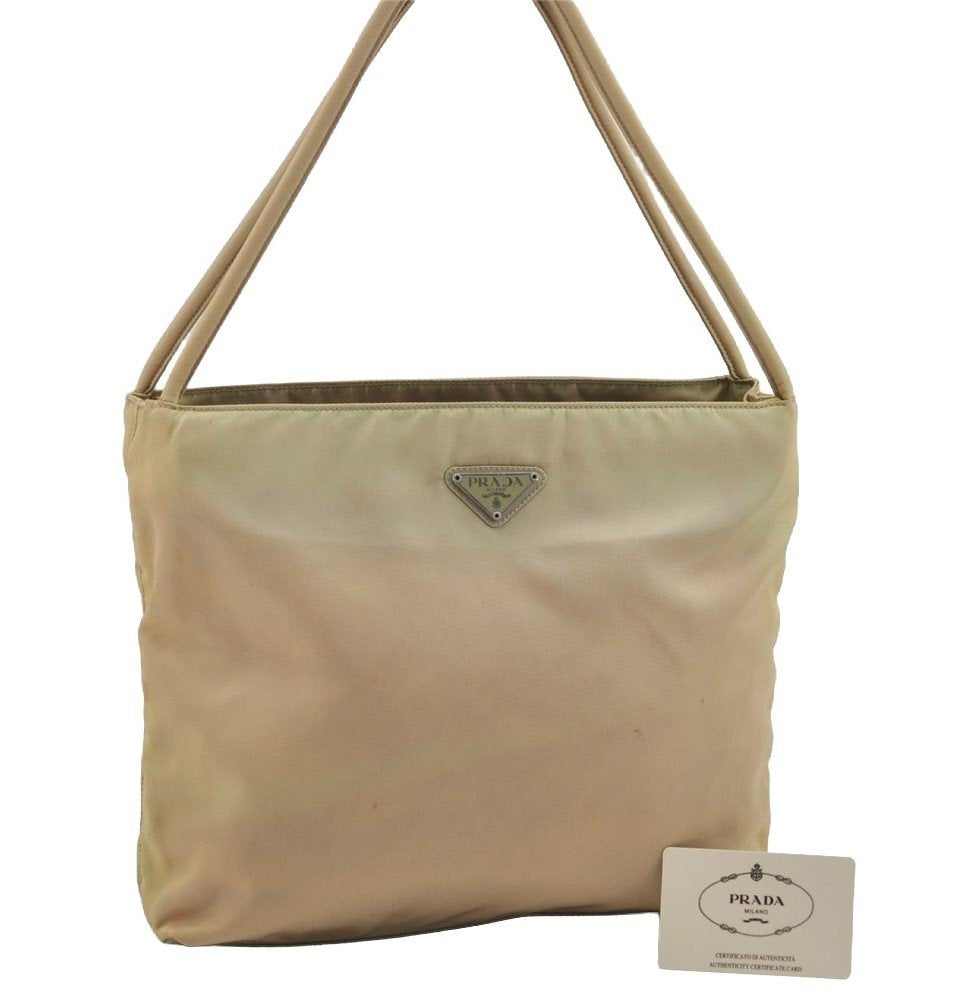 Authentic PRADA TESSUTO CITY Vintage Nylon Shoulder Hand Bag B6242 Beige 2242I