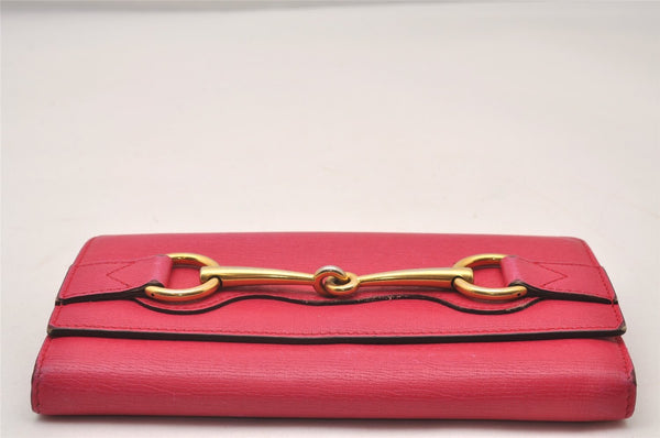 Authentic GUCCI Vintage Horsebit Long Wallet Purse Leather 317734 Pink 2243I