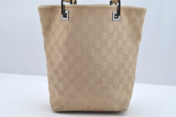 Authentic GUCCI Vintage Shoulder Tote Bag GG Canvas Leather 31244 Beige 2245I