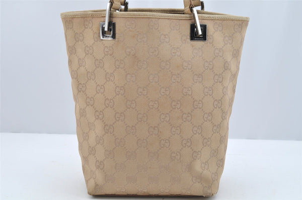 Authentic GUCCI Vintage Shoulder Tote Bag GG Canvas Leather 31244 Beige 2245I