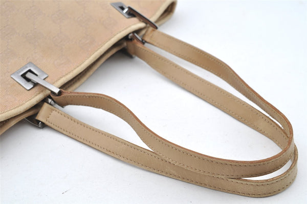 Authentic GUCCI Vintage Shoulder Tote Bag GG Canvas Leather 31244 Beige 2245I