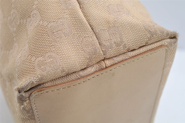 Authentic GUCCI Vintage Shoulder Tote Bag GG Canvas Leather 31244 Beige 2245I