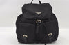 Authentic PRADA VELA Nylon Leather Drawstring Backpack B2811F Black 2246I