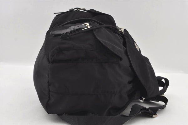 Authentic PRADA VELA Nylon Leather Drawstring Backpack B2811F Black 2246I