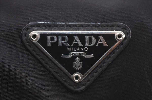 Authentic PRADA VELA Nylon Leather Drawstring Backpack B2811F Black 2246I