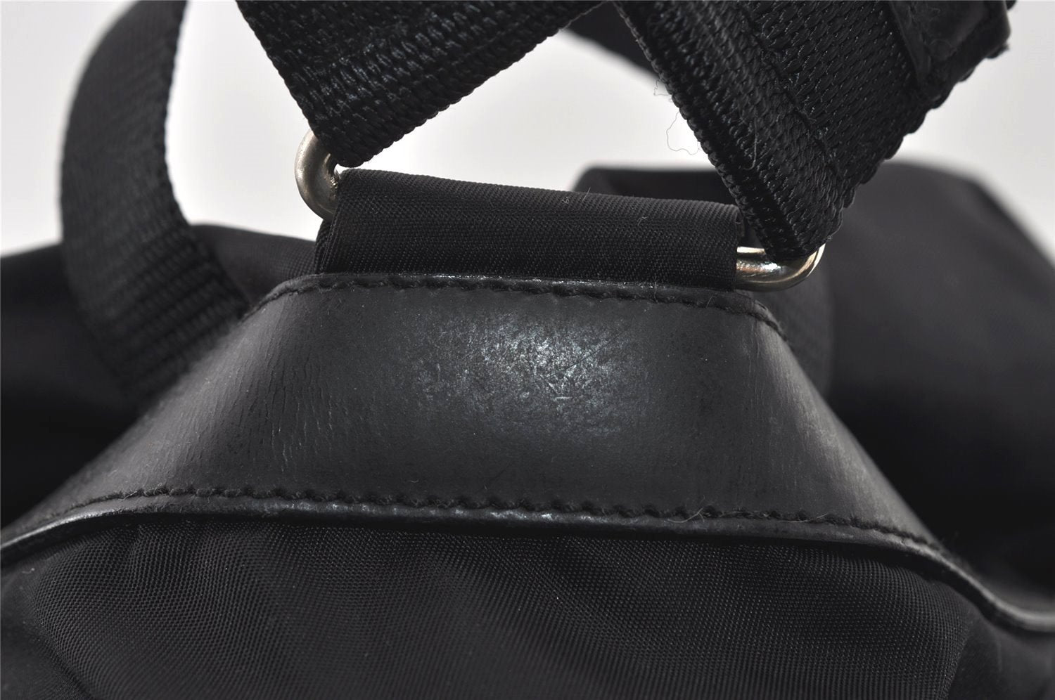 Authentic PRADA VELA Nylon Leather Drawstring Backpack B2811F Black 2246I