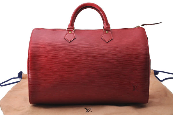 Authentic Louis Vuitton Epi Speedy 35 Hand Bag Red M42997 LV 2249D