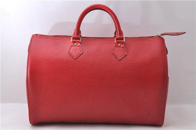 Authentic Louis Vuitton Epi Speedy 35 Hand Bag Red M42997 LV 2249D