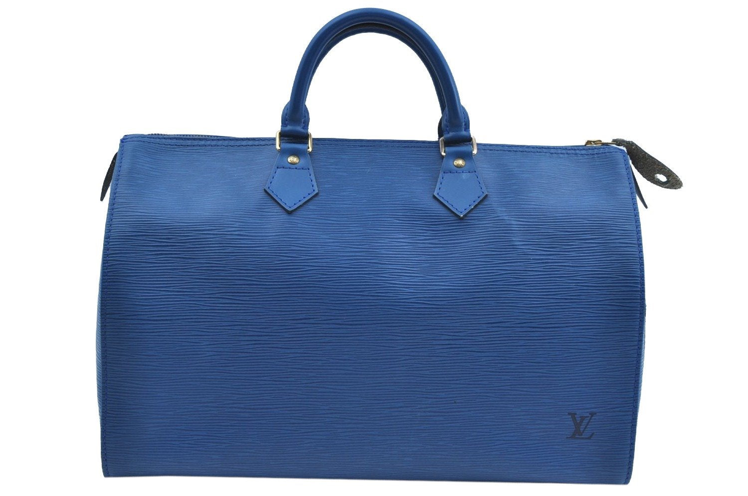 Authentic Louis Vuitton Epi Speedy 35 Hand Boston Bag Blue M42995 LV 2250F