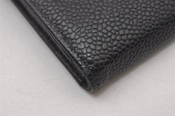 Authentic CHANEL Vintage Caviar Skin CoCo Mark Long Wallet Purse Black 2251I