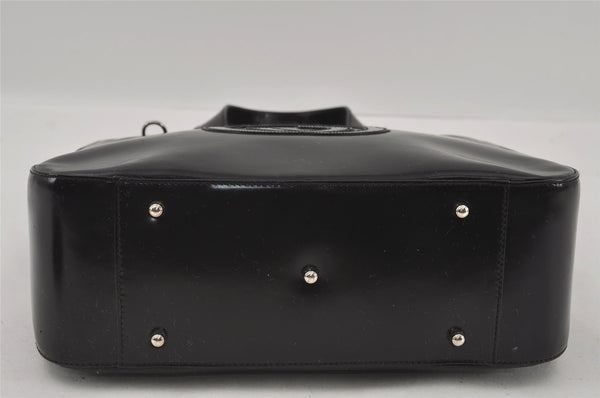 Authentic GUCCI Interlocking G 2Way Shoulder Hand Bag Enamel Black Junk 2252I